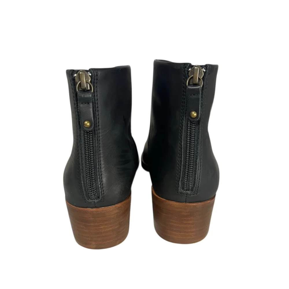 Soludos Venetian Black Leather Block Heel Bootie Size 10